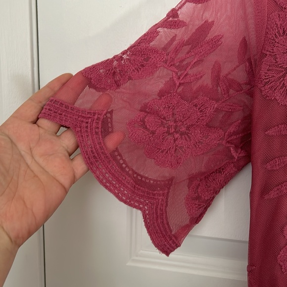 HONEY PUNCH - Lace maxi dress romper embroidered kimono sleeves small bohemian - Picture 4 of 14